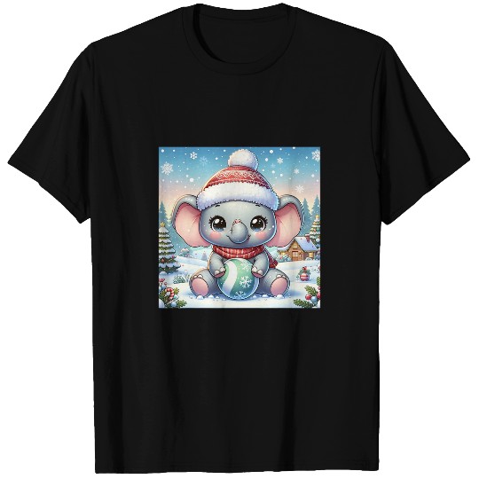 Elephant Pet Kawaii Christmas Elephant Christmas Tree Design T-Shirts