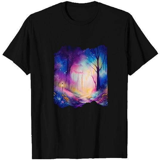 Boho Chic Enchanted Forest Rainbow Watercolor Sky T-Shirts