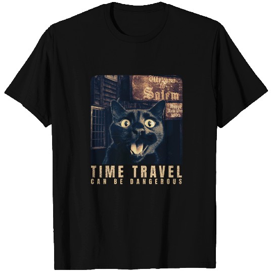 Funny Cat Selfie in Salem Time Travel Can Be Dangerous Cat T-Shirts