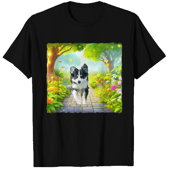 Beautiful BlackTri MAS Dog Running Down a Garden Path T-Shirts