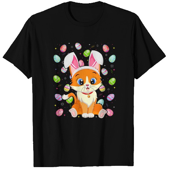 Funny Easter Cat Easter Bunny Ears Easter Eggs Hunting T-Shirts