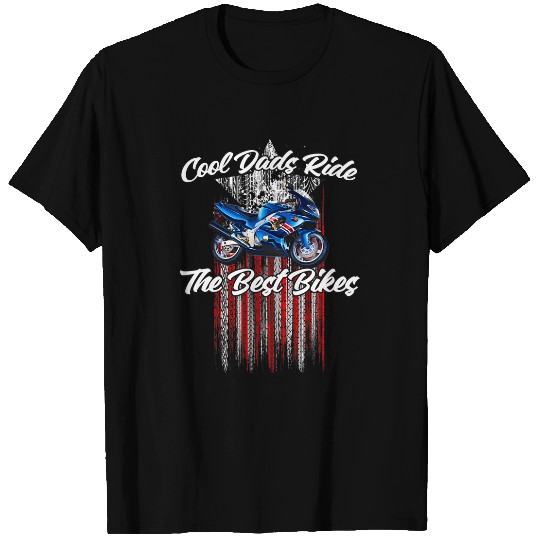 Fathers Day Biker Blue Street Bike Motorcycle T-Shirts