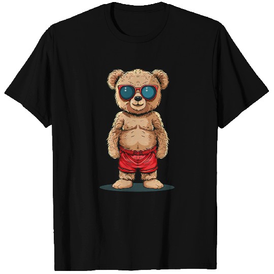Bear Pet Funny Teddy Bear with Summer swimming trunks Costume T-Shirts