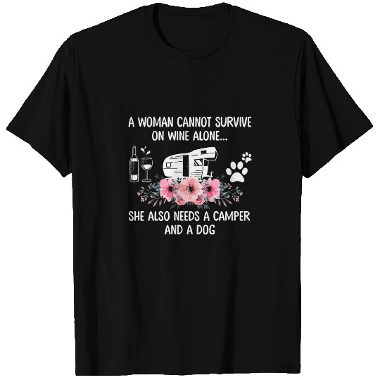 Wines Fun Dogs Puppy Wines Drunk Camper Woman Lovers Gift Apparel T-Shirts