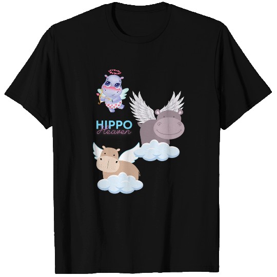 Hippo Pet Heaven Cute Hippos on Clouds Halos Animals Kids Adults T-Shirts