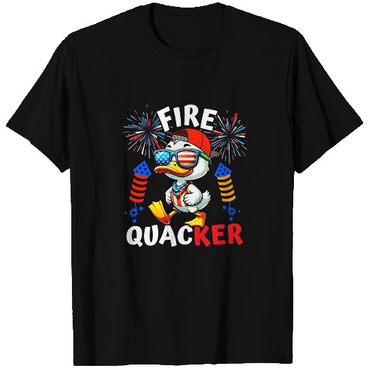 Duck Pet Funny Firequacker 4th of July Duck Patriotic Fourth of July T-Shirts