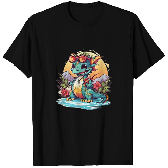 Dragon Pet Paradise Hawaiian Vacation Art T-Shirts