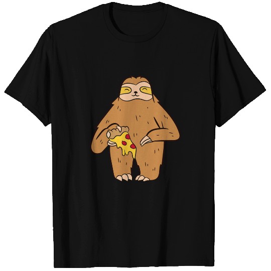 Sloth Pet Eating Pizza Slice Cute Sloth T-Shirts