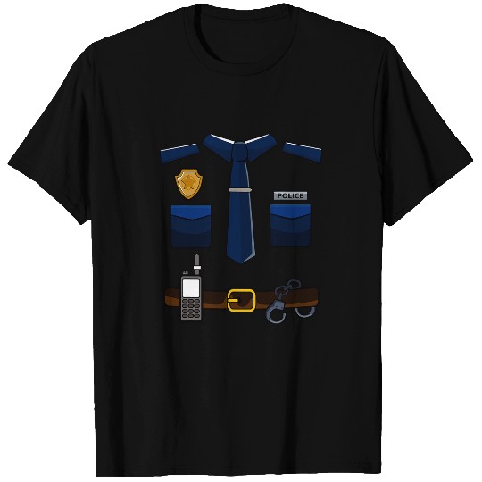 Adult Kids Halloween Cop Uniform Officer Police Costume T-Shirts