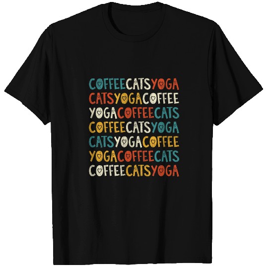 Coffee Fun Cats Kitten Yoga Lovers T-Shirts