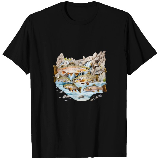 fishing trout rainbow brook fisherman freshwater angler fish 2 T-Shirts