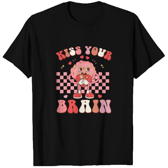 kisss Your Brain Valentines Test Day Teacher Squad Kids T-Shirts