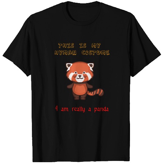Panda Pet Scary spooky Halloween Panda This is my human costume 3 T-Shirts