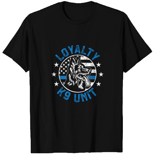 K9 Police Officer Funny Blue Line Loyalty K9 Police Dog Unit T-Shirts