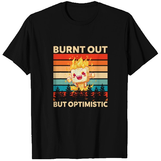 Burnt Out But Optimistic Funny Marshmallow Retro Camping 10 T-Shirts