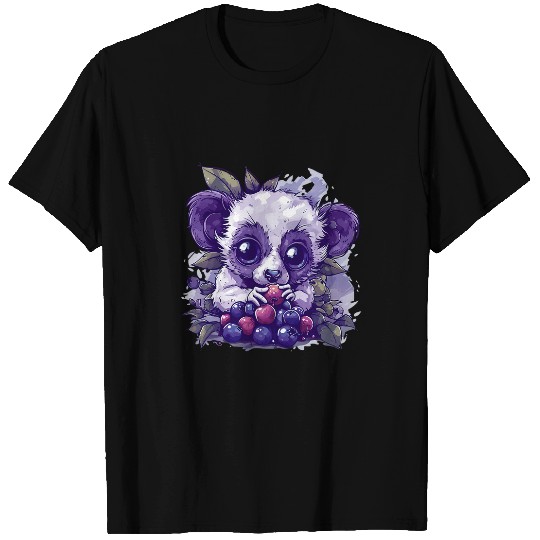 Lemur Pet Blueberry Lemur Artwork Cute Lemur Blueberry Fruit Drawing T-Shirts