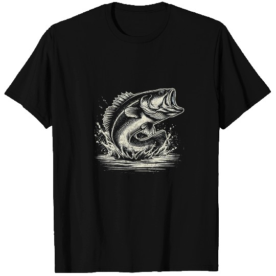 Bigmouth Bass Mens or Boys 80s vintages Fishing Retro Lake T-Shirts
