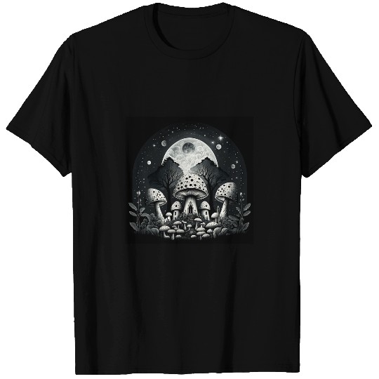 Gothic Mushroom Celestial Imagery T-Shirts