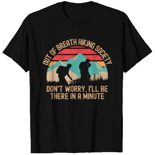 Hiker Gifts Retro Outdoors Out of Breath Hiking Society T-Shirts