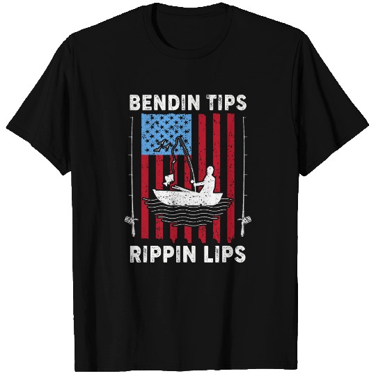 Fishings Men Dad Daddy Funny Bending Tips American Flag 9 T-Shirts