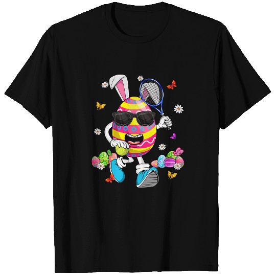 Funny Easter Egg Playing Tennis Bunny Ears Easter Day Boy T-Shirts