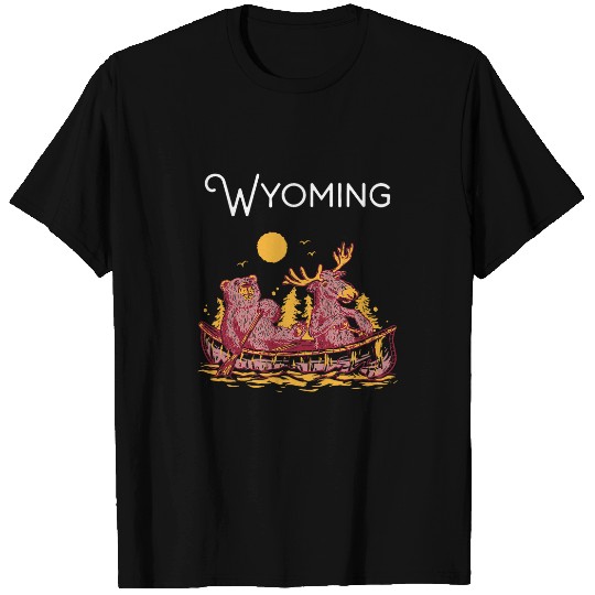 Bear Pet Wyoming Funny Canoe Moose Elk Bear Lake Canoeing T-Shirts
