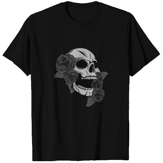 Black Skull Roses Dark Magic Viking Aesthetic Goth Gothic T-Shirts