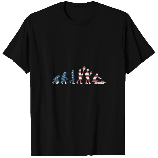 Bricklayer Job Evolution Funny American Flag Labor Day T-Shirts