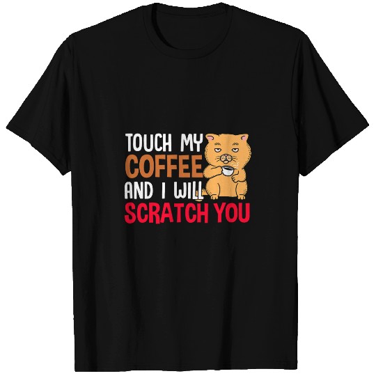 Coffee Fun Angry and Moody Cat Morning Coffee T-Shirts