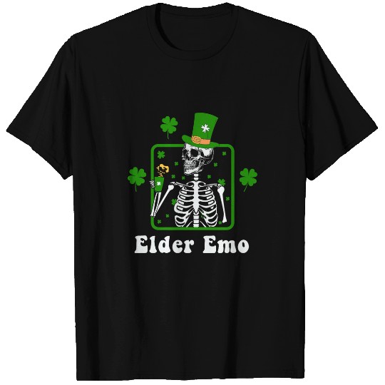 Coffee Fun Elder Emo St Patrick s Day Funny Skeletons Drinking Coffee T-Shirts