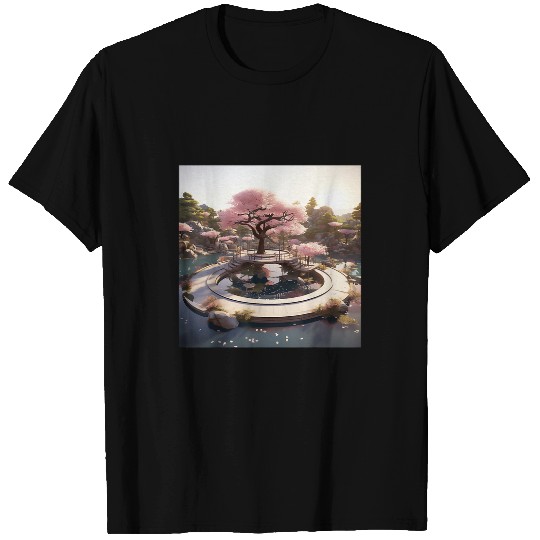 Cherry Blossom Rhapsody Circular Oasis Reflective Serenity T-Shirts