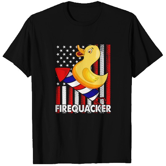 Duck Pet USA American Flag Duck 4th Of July Patriotic Firequacker T-Shirts