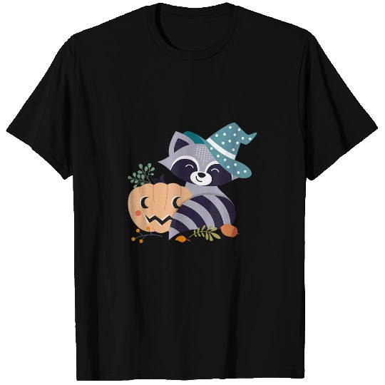 Raccoon Pet halloween raccoon pumpkin witch hat costume T-Shirts