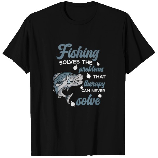 Fishing Solves The Problems Funny Striped Bass Fish for Men T-Shirts