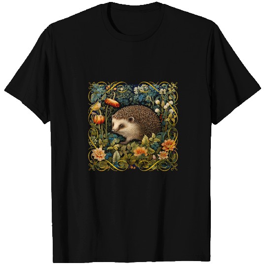 Hedgehog Pet Tapestry in the Style of William Morris T-Shirts