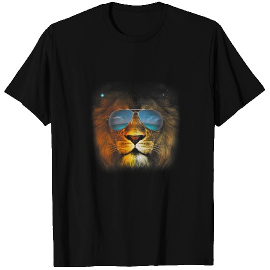 Lion Pet Head With Beach Shade Cosmic Leo Star Graphic T-Shirts
