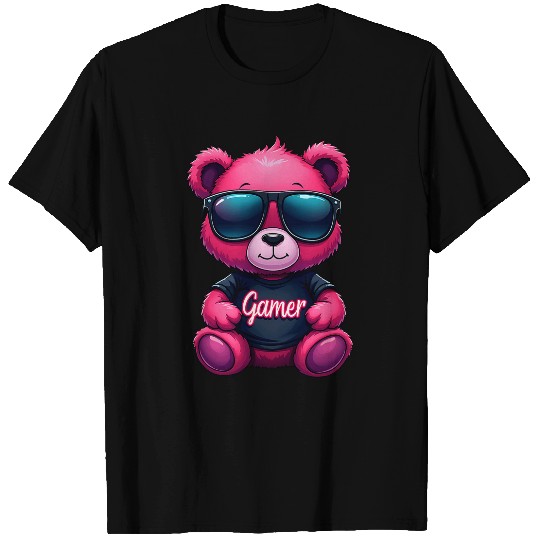 Bear Pet Gamer Bear Cool Neon Pink Gaming T-Shirts