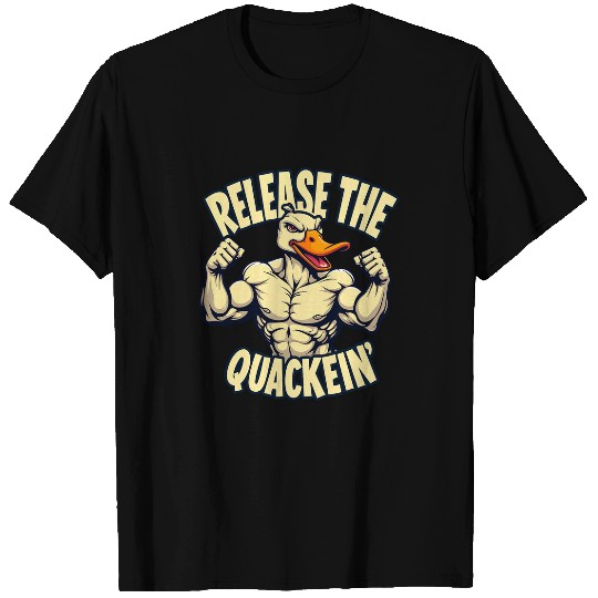 Duck Pet Funny Muscular Duck Release The Quackin Gym Weightlifting T-Shirts