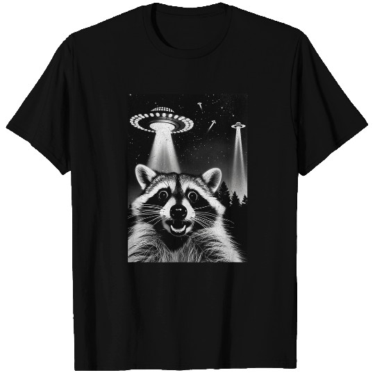 Raccoon Pet UFO Funny Invasion Meme Alien Raccoon UFO Selfie T-Shirts