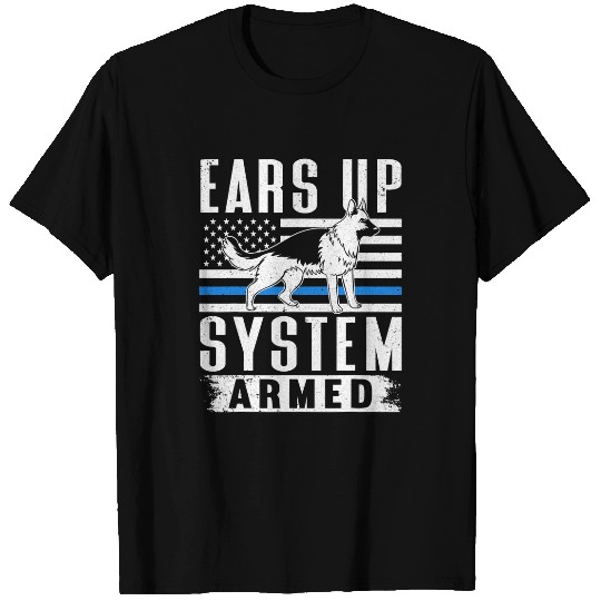 K9 Police Officer Dog blue line American flag T-Shirts