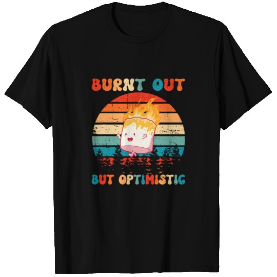 Burnt Out But Optimistic Funny Marshmallow Retro Camping 4 T-Shirts