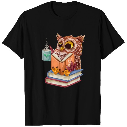 Coffee Fun Just One More Chapter Cute Owl Reading Book With Coffee T-Shirts