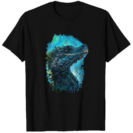 Dragon Pet Blue Paint Splatter Disstressed Graphic T-Shirts