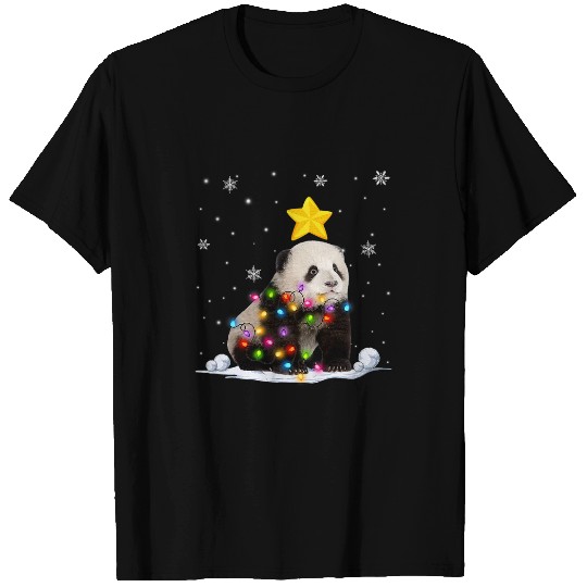 Panda Pet Funny xmass Panda Bear Animals Lover Christmas Tree Lights T-Shirts