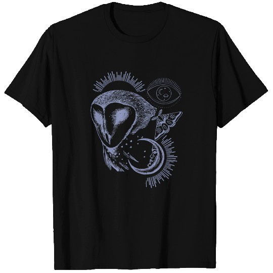 Barn Owl Moon Moth Wicca Esoteric T-Shirts