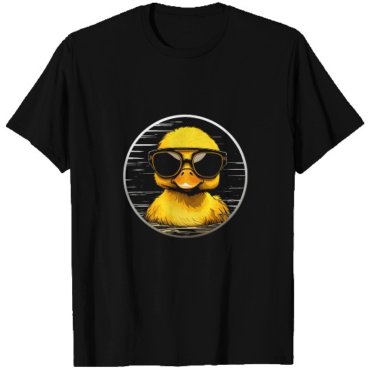 Duck Pet Cute little Yellow Duck with Sunglasses Funny Duck Circle T-Shirts