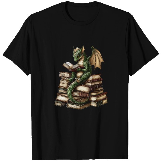 Dragon Pet Realistic Fantasy Dragon Reading Books for Book Lovers T-Shirts