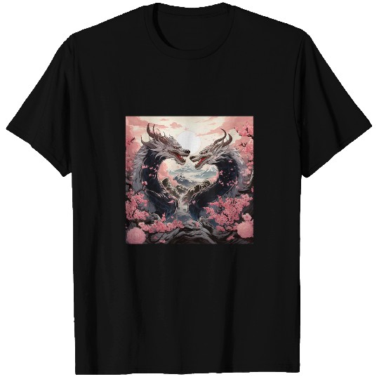 Dragon Pet Kings Longwang Cherry Blossoms Indie Style Kaiju T-Shirts