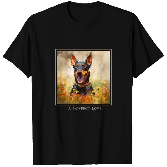 Dobermann Dog Garden Flowers Painting Pet Mom Dad T-Shirts