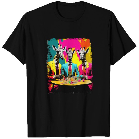 Giraffe Pet Playing Card Pop Art Gambling Giraffe Playing Pokers Cards T-Shirts
